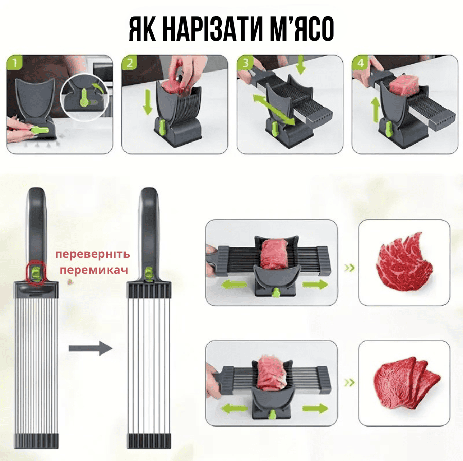 Слайсер для м’яса ручний з 2 насадками, механічна м'ясорубка