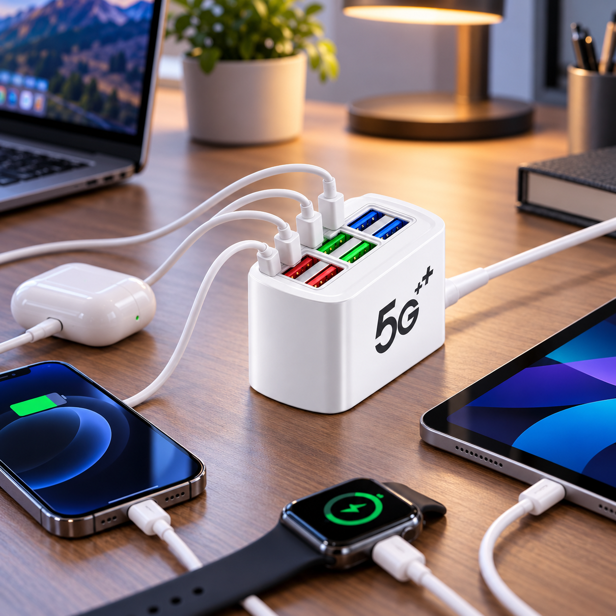 Адаптер живлення швидкий, 6 USB портів
