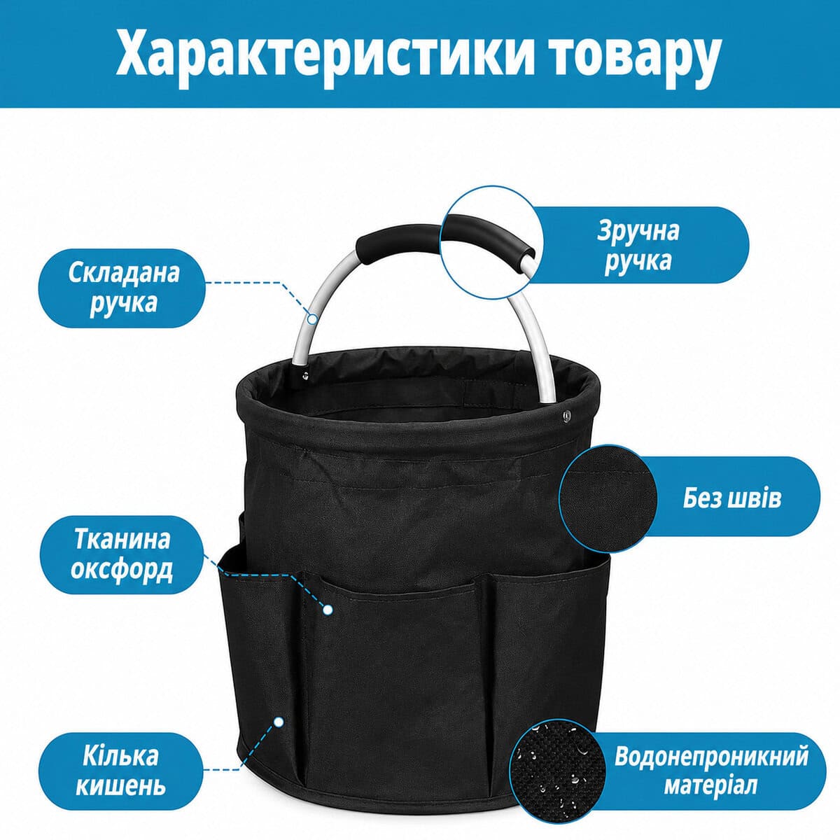 Сумка-відро для з кишенями для інструментів