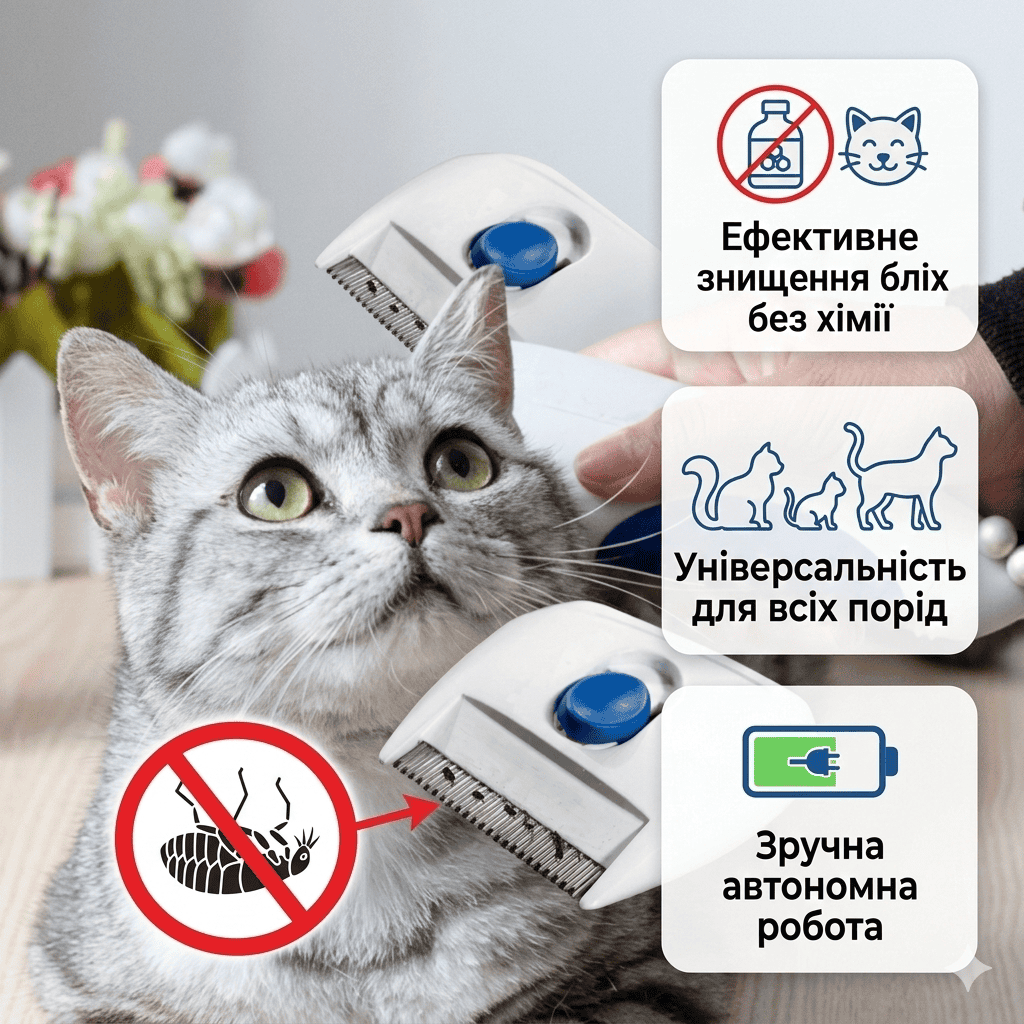 Електричний гребінець від бліх для собак та котів
