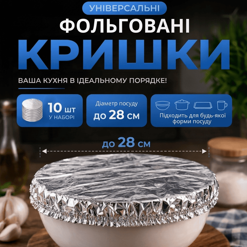 Багаторазові алюмінієві кришки для їжі 10 шт