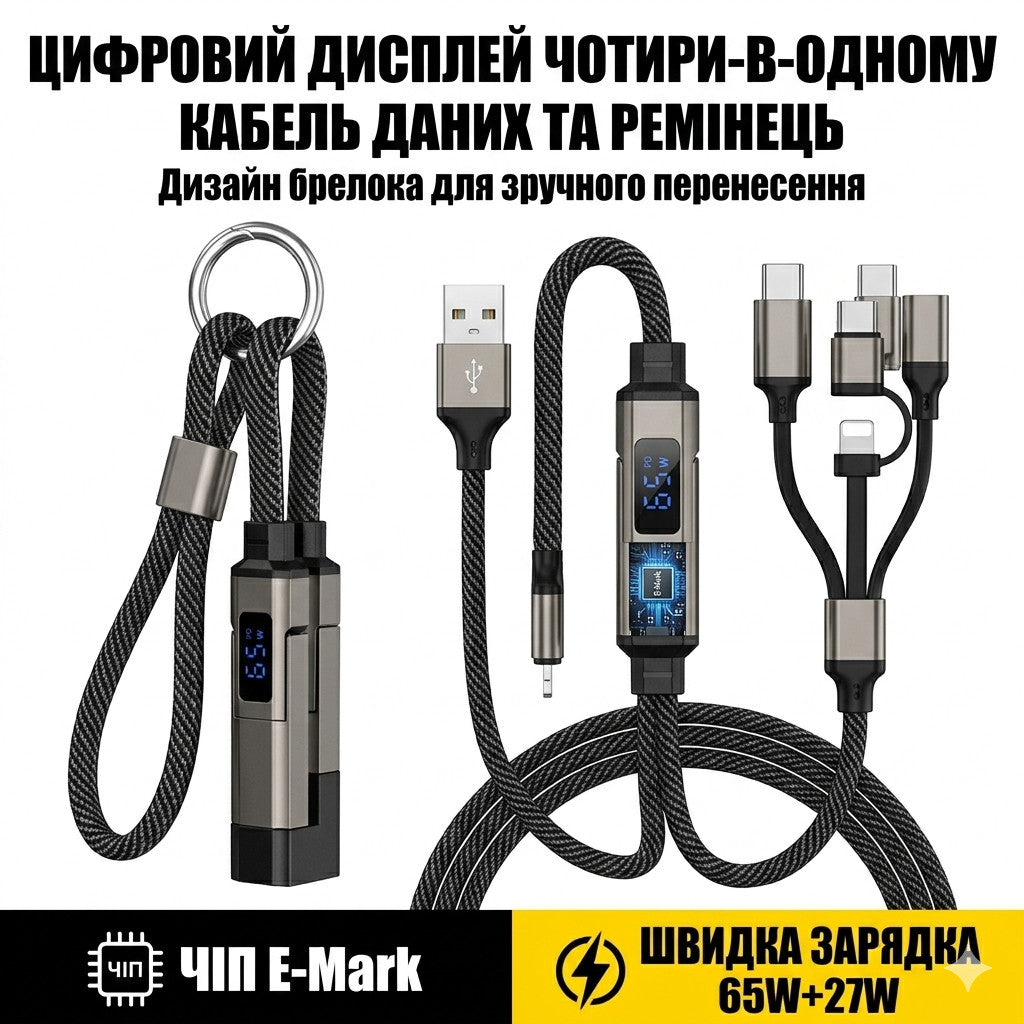 Зарядний кабель-брелок із цифровим дисплеєм