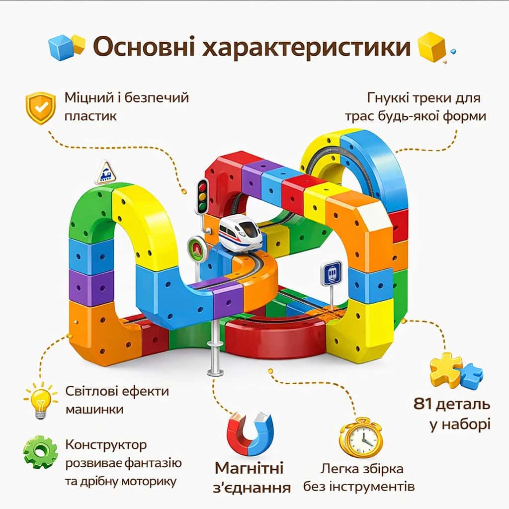 Магічний кубічний трек 3D та швидкісний поїзд 81 деталь