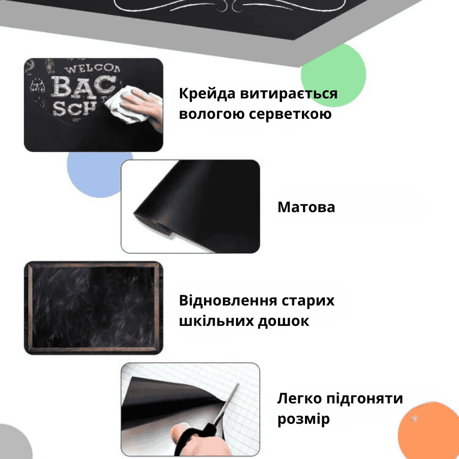 Дошка наклейка для малювання крейдою грифельна