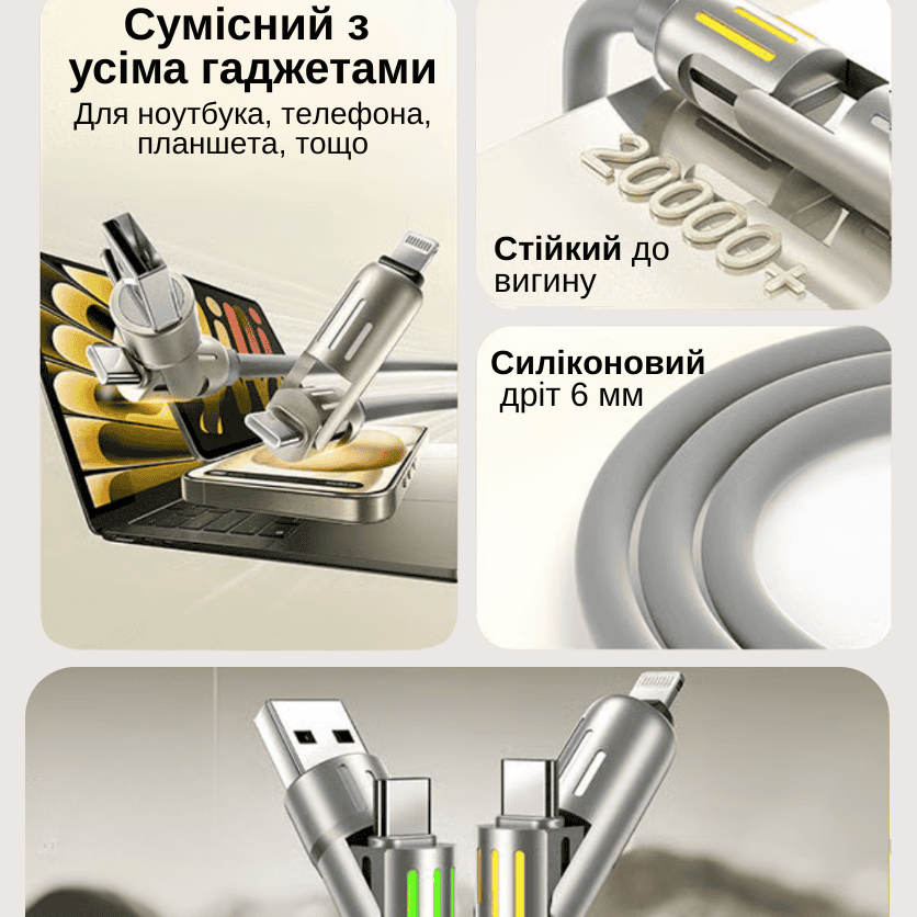 Кабель 4-в-1 з потужністю 240 Вт