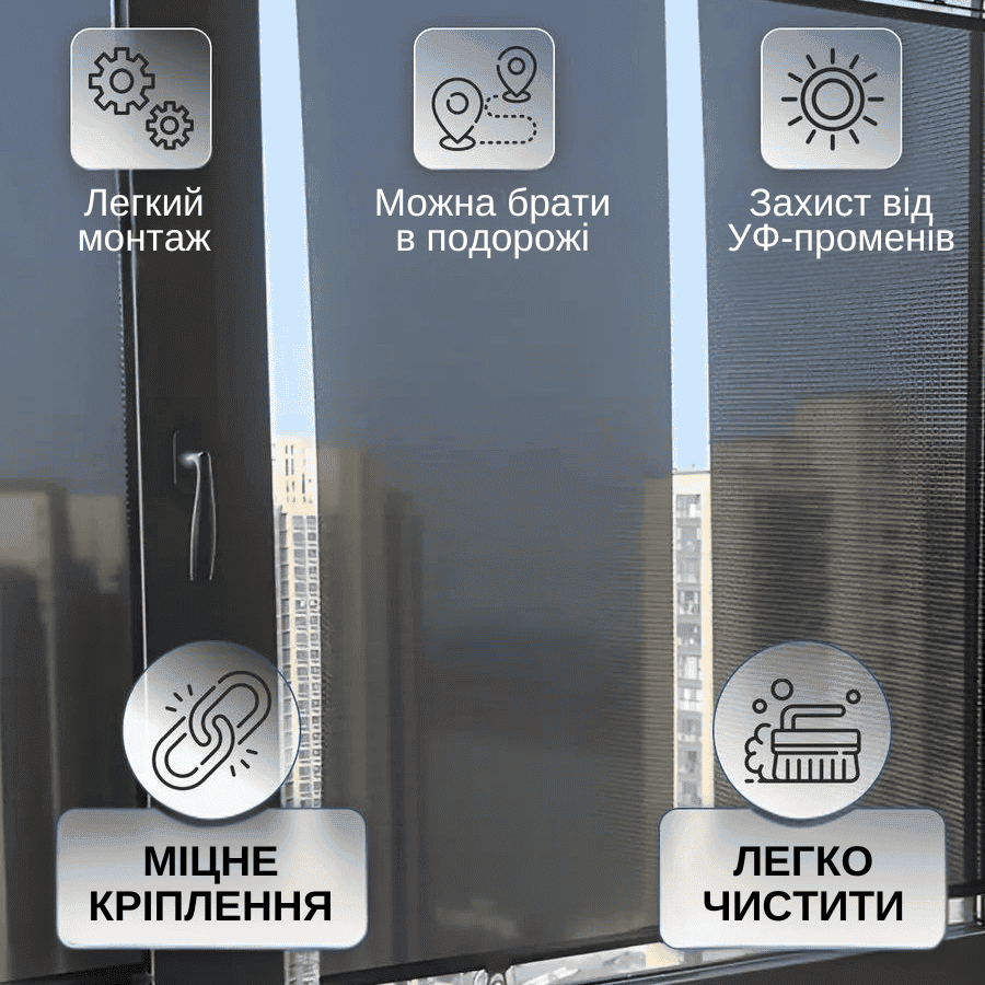 Шторка сонцезахисна для вікон у квартирі або на скло авто на присосках