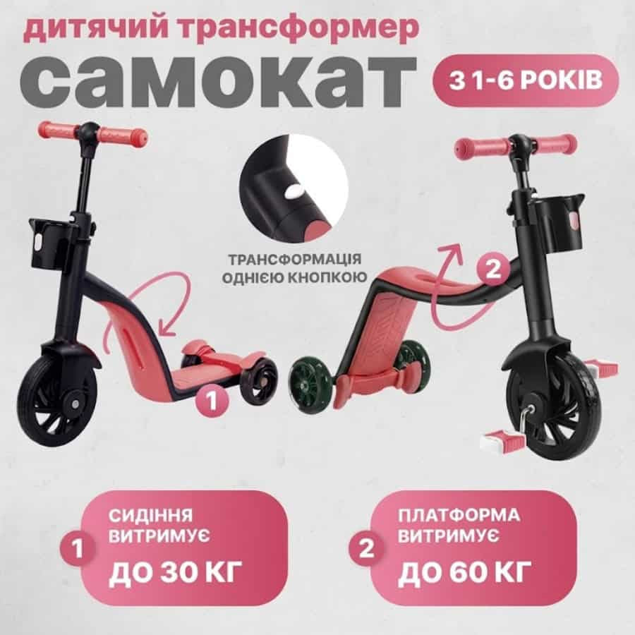 Самокат-біговел триколісний 3 в 1