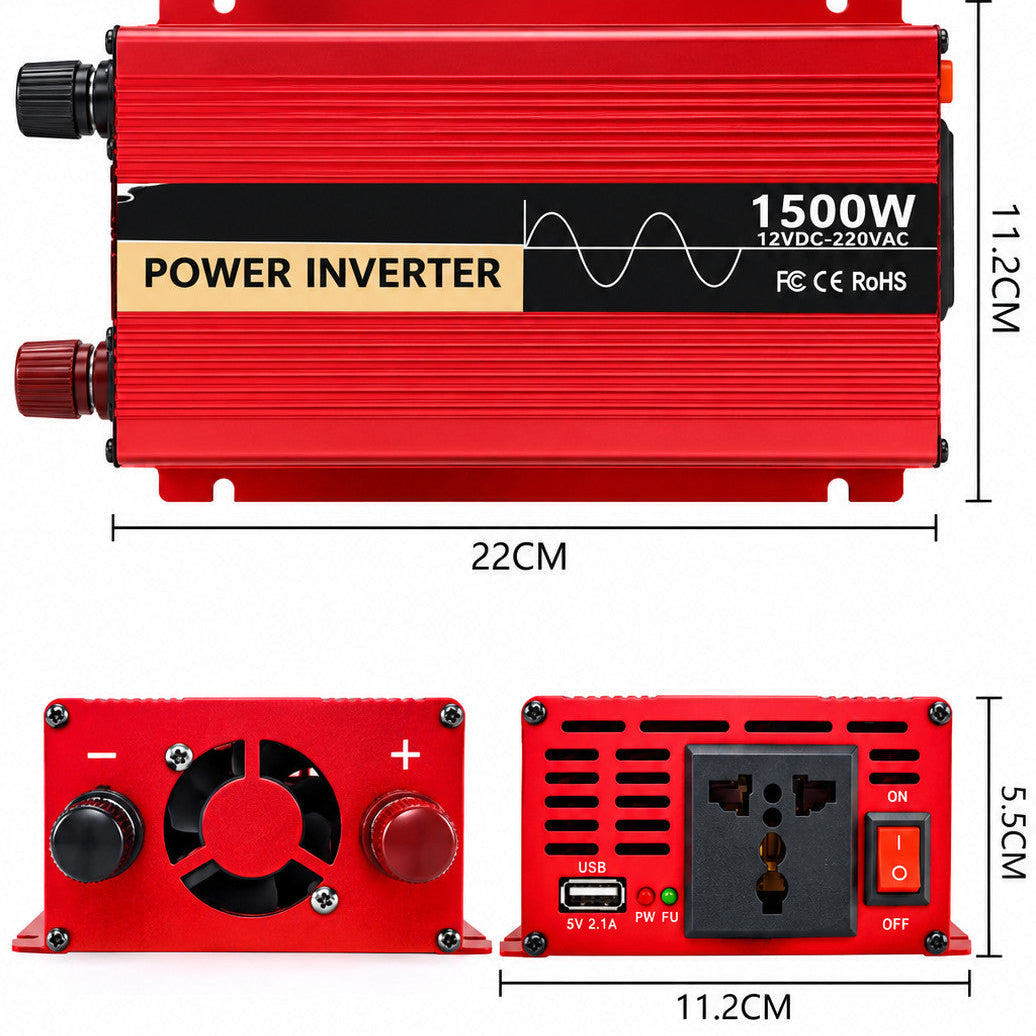 Інвертор перетворювач 12V → 220V 1500W