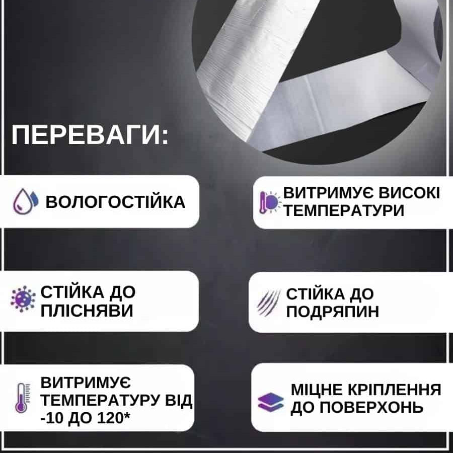 Стрічка з алюмінієвим покриттям ремонтна водонепроникна вогнестійка 5см* 5м