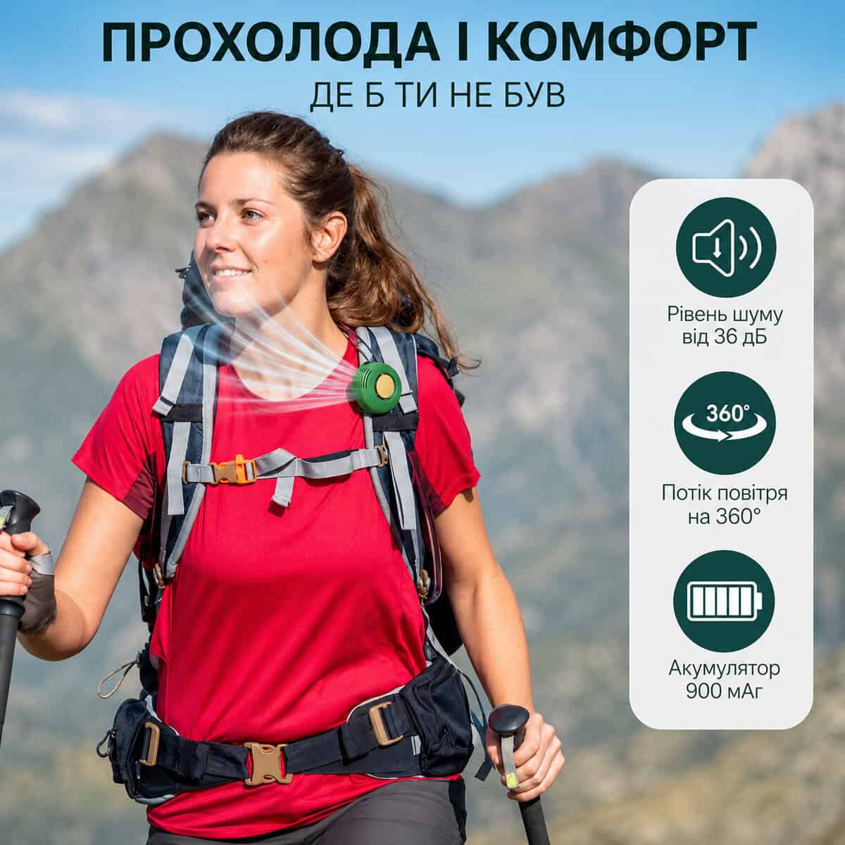 Портативний безлопатевий міні-вентилятор