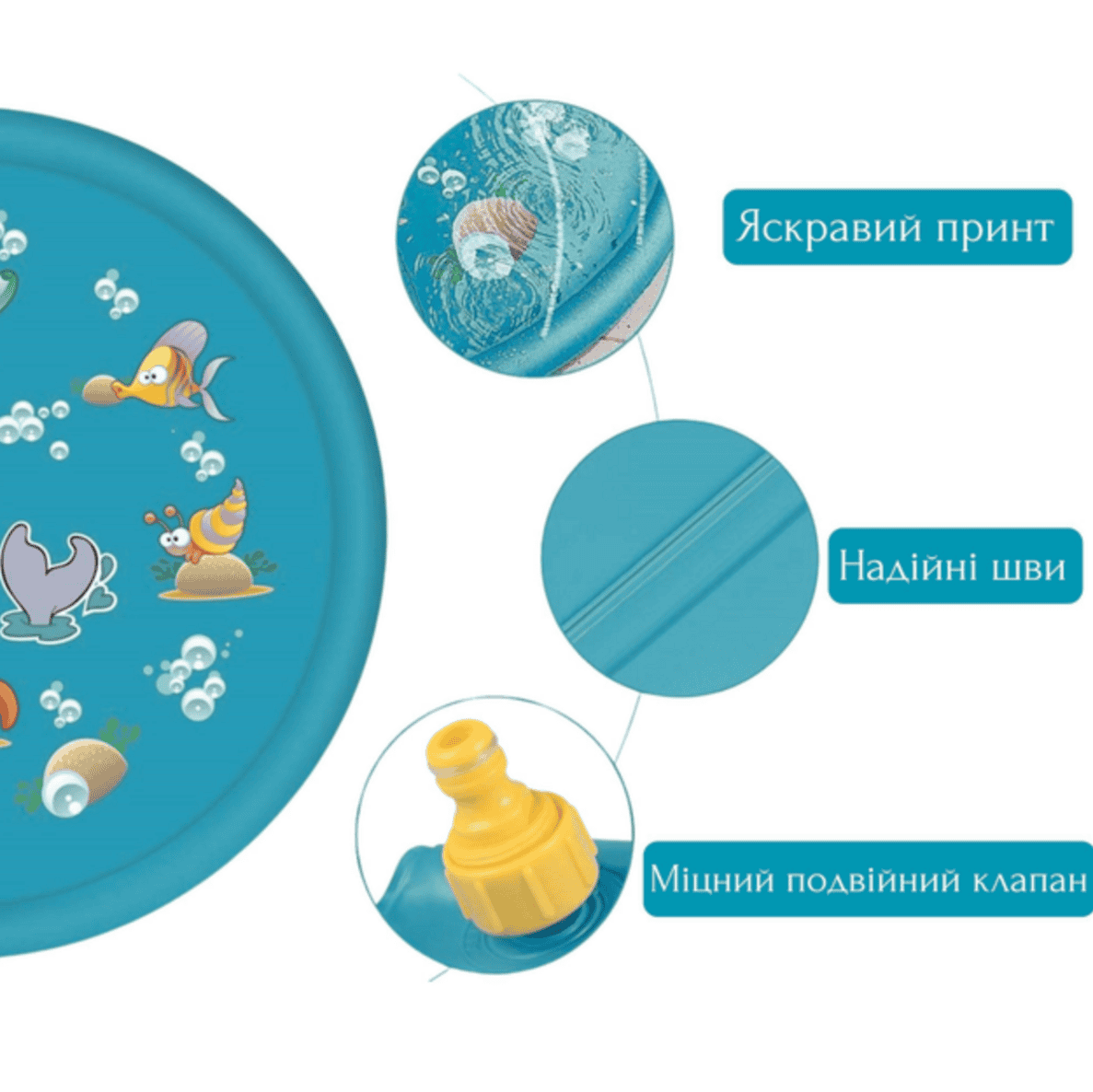 Водяний дитячий килимок-фонтан для дітей і немовлят 100 см