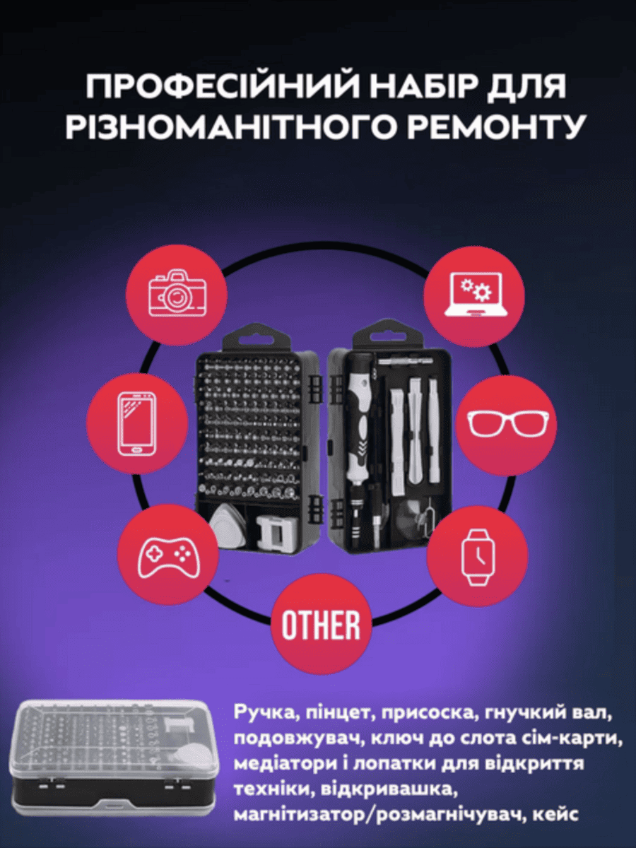 Набір викруток з насадками 115 в 1