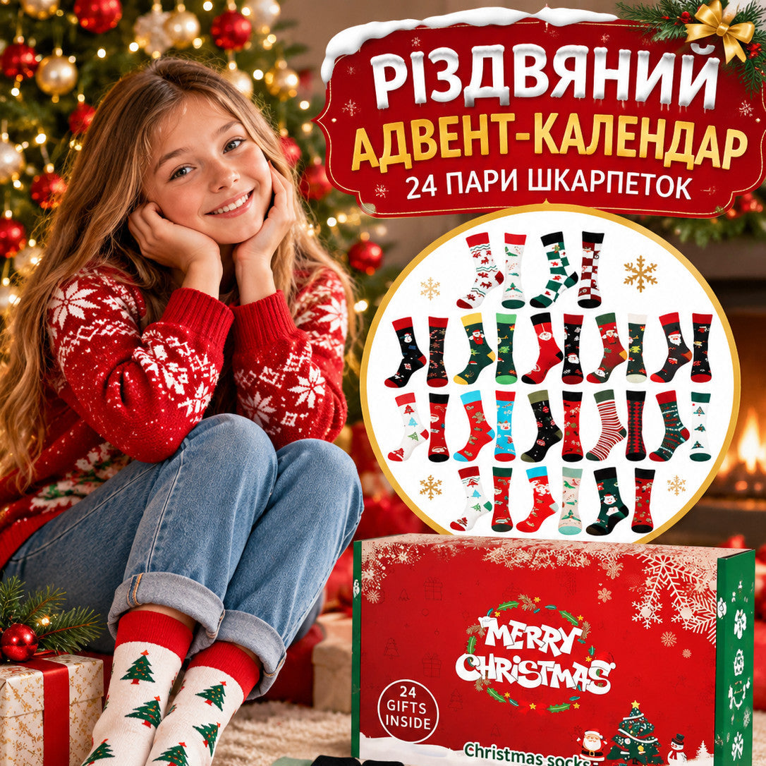 Різдвяний адвент-календар з новорічними шкарпетками